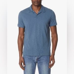 Theory The Willem Polo Shirt Men's Split Neck Short Sleeve Blue Contemporary XL